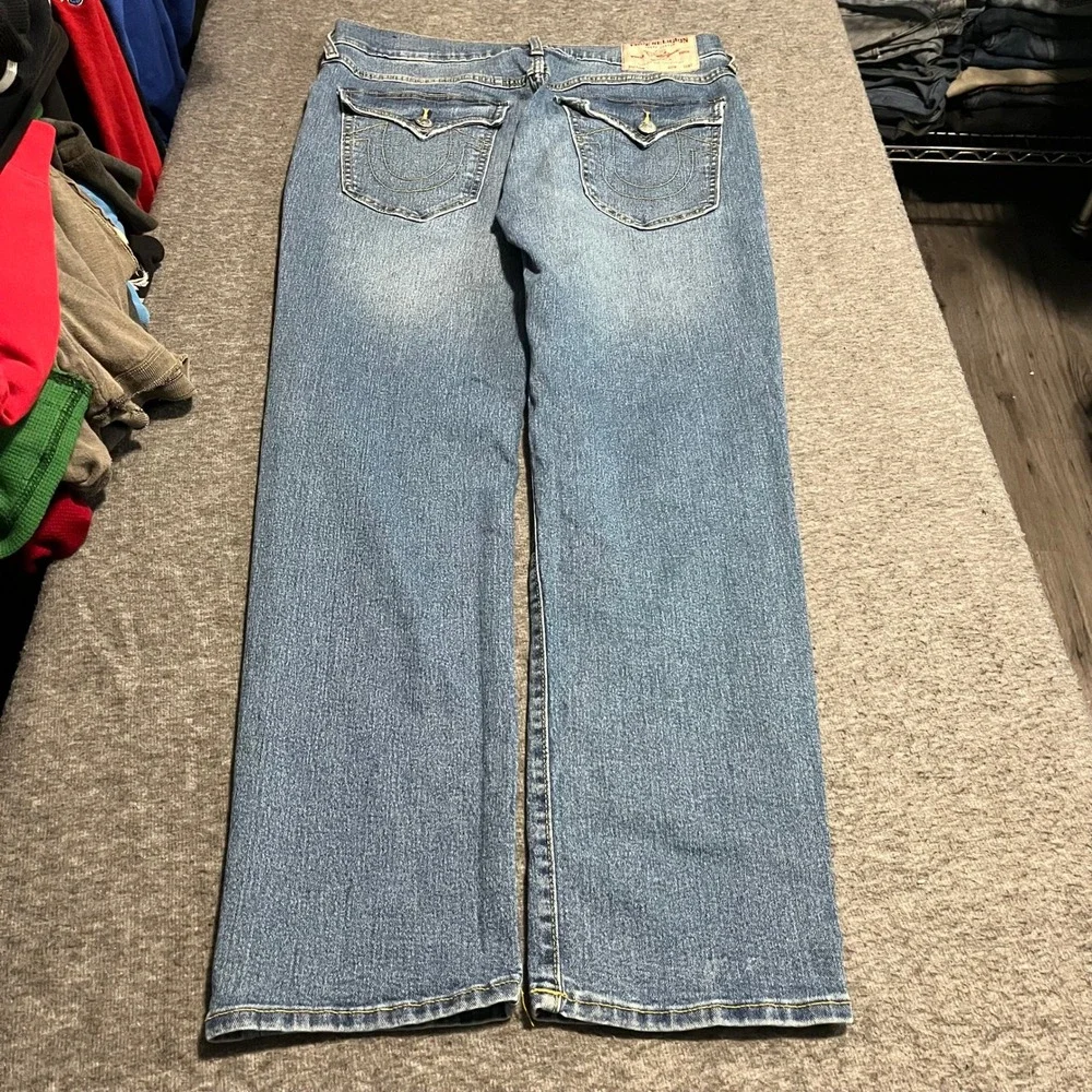 True Religion Geno Relaxed Slim Jeans Mens 34 Medium Wash Reed Slim Flap Pocket